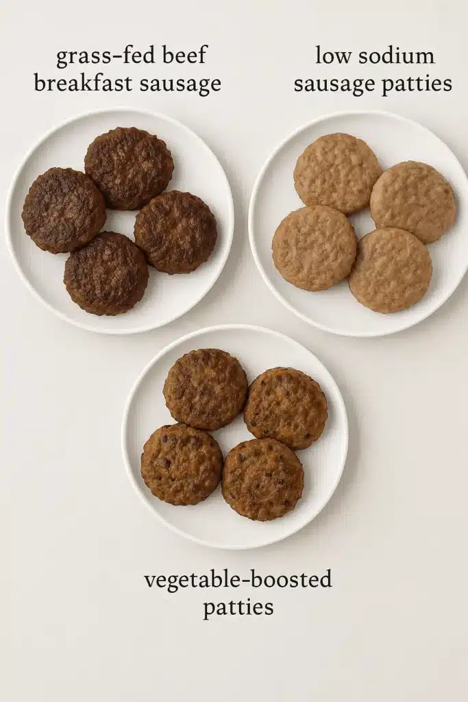Three healthy beef breakfast sausage variations