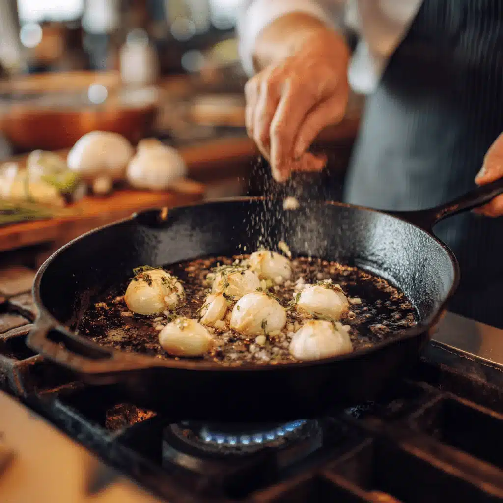 Cooking aromatics for Pasta Wezzie recipe