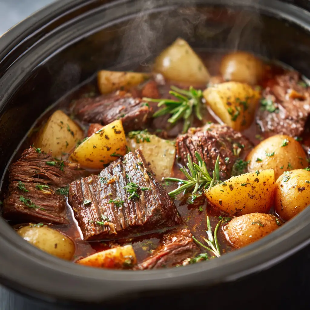 Crockpot halfway through the cooking process