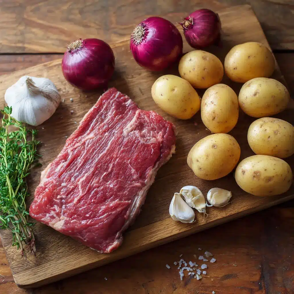 Ingredients for crockpot steak and potatoes recipe