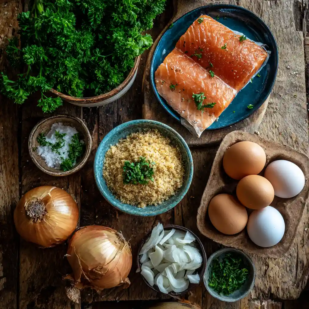 Ingredients for old fashioned salmon patties