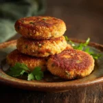 Crispy old fashioned salmon patties recipe served on a plate