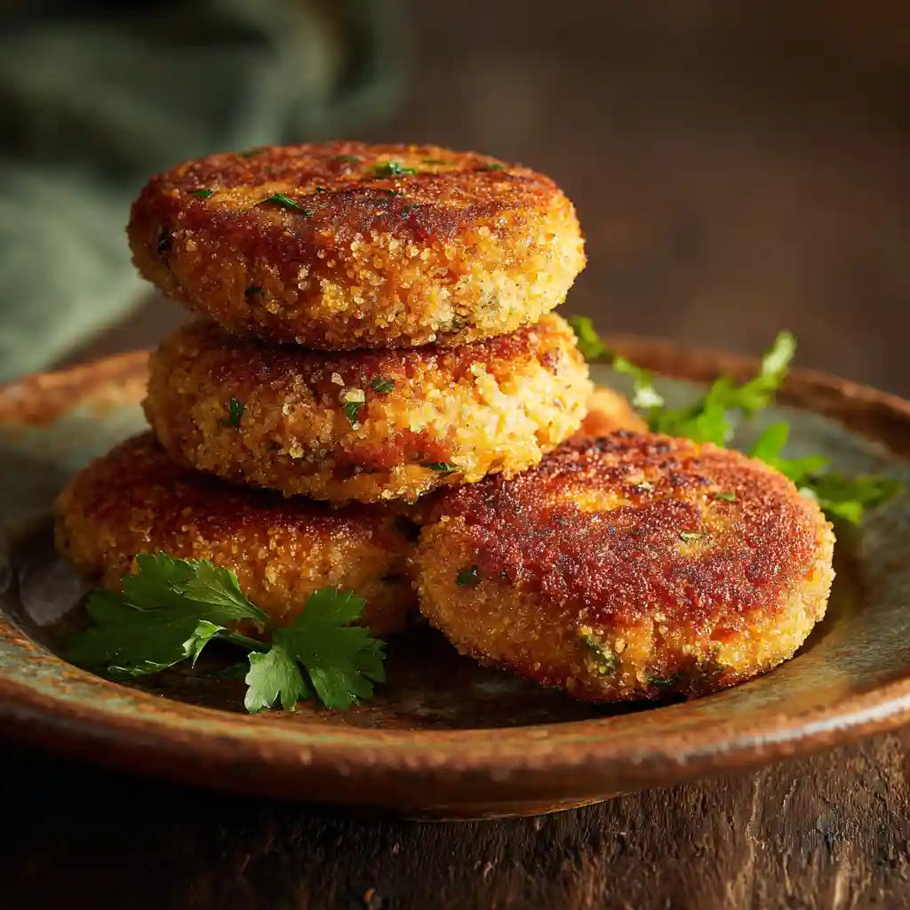 Crispy old fashioned salmon patties recipe served on a plate