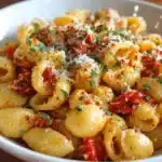 Creamy Pasta Wezzie in a bowl with herbs