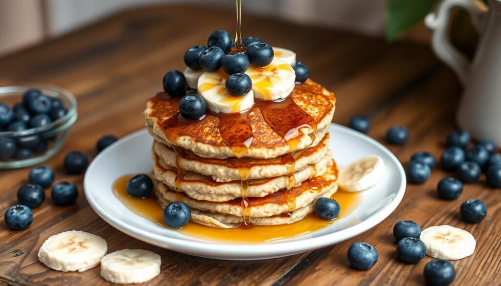 blueberry banana oatmeal pancakes