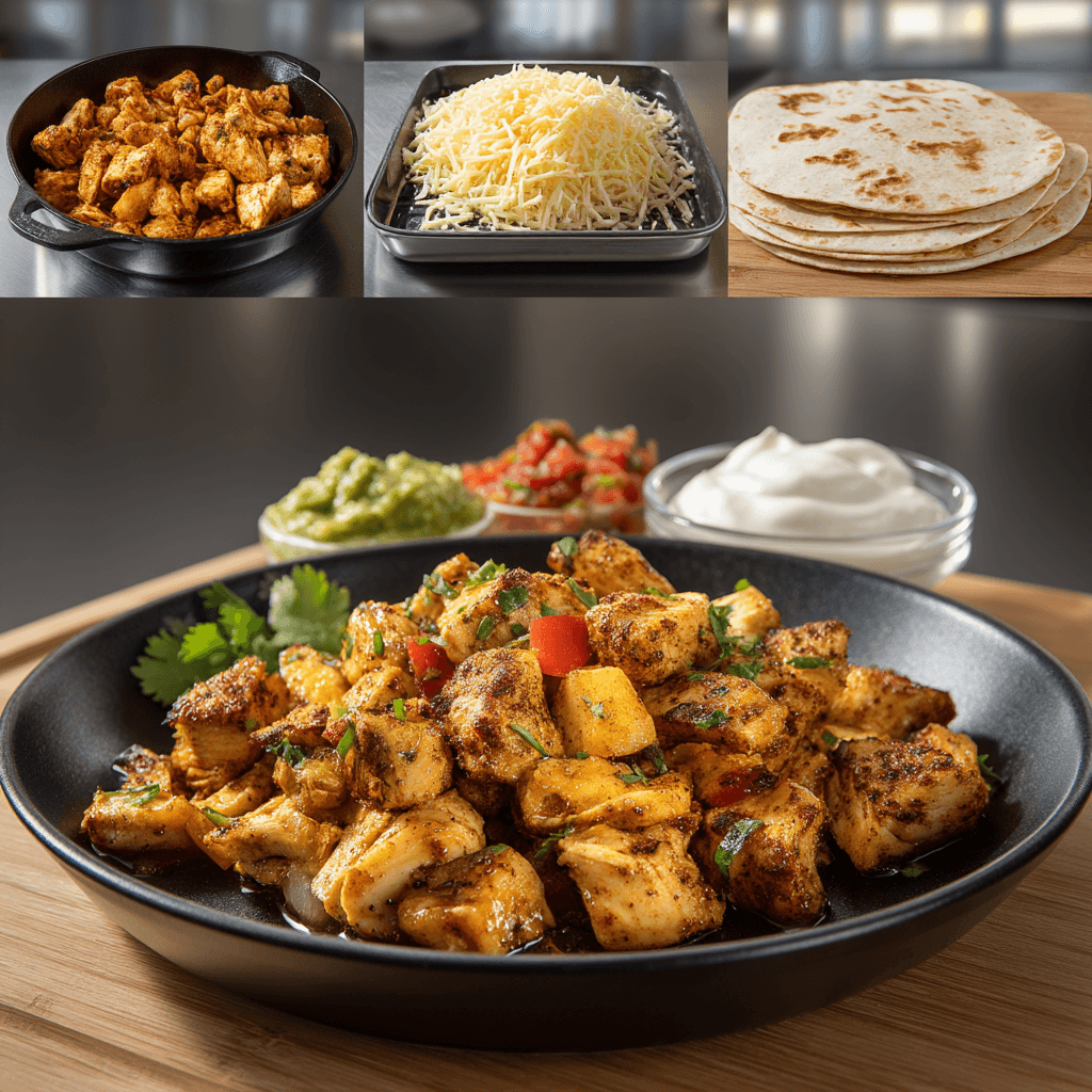 visual guide for making chicken quesadillas