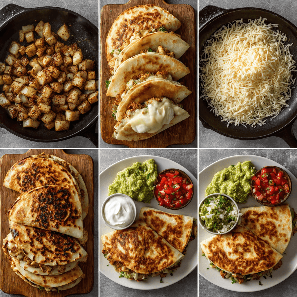 visual guide for making chicken quesadillas