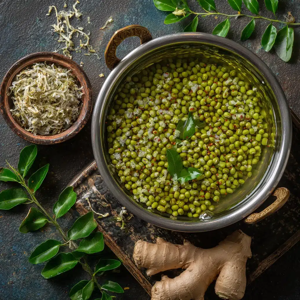 Soaked green gram moong dal in water