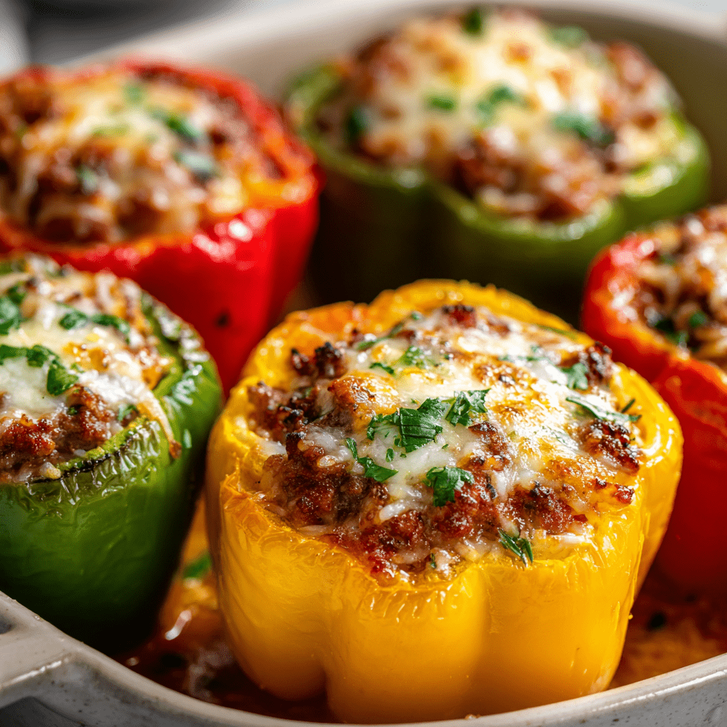 Stuffed peppers packed with cheesy ground beef and rice recipes for dinner