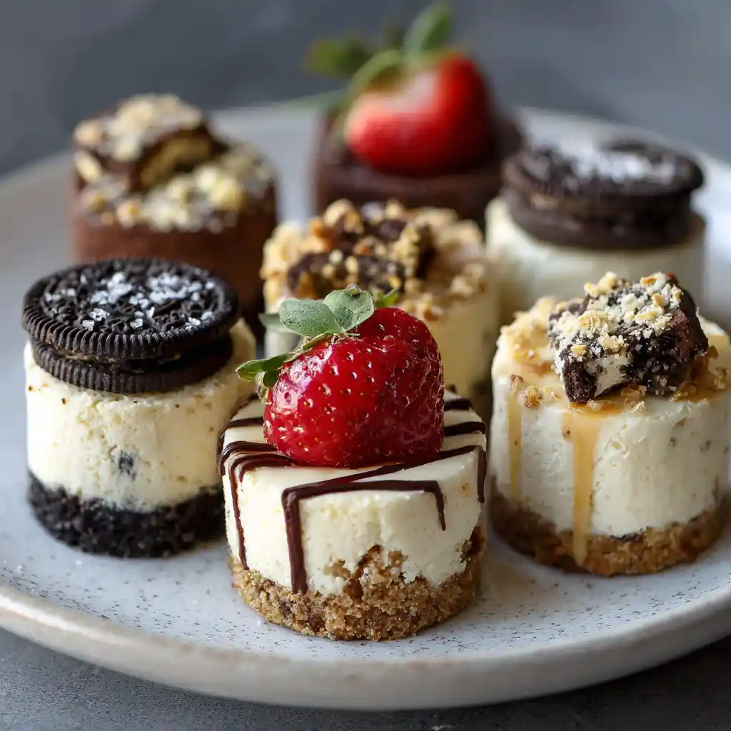 Cheesecake cookie variations on a dessert plate