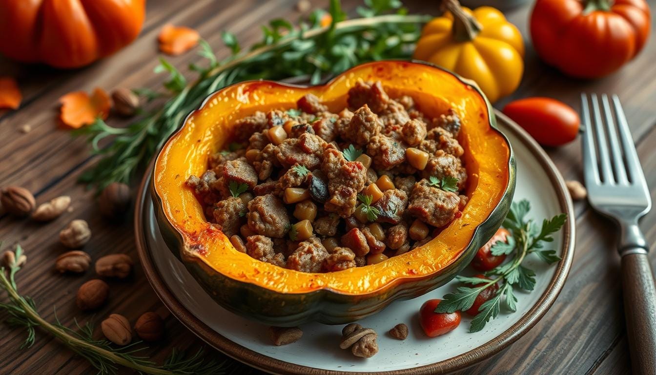 sausage stuffed acorn squash