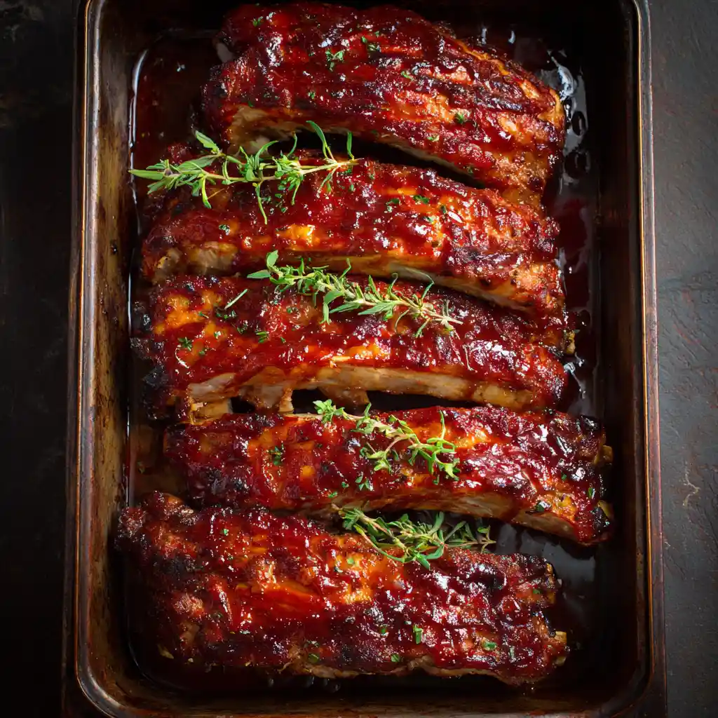 Oven-baked BBQ turkey ribs