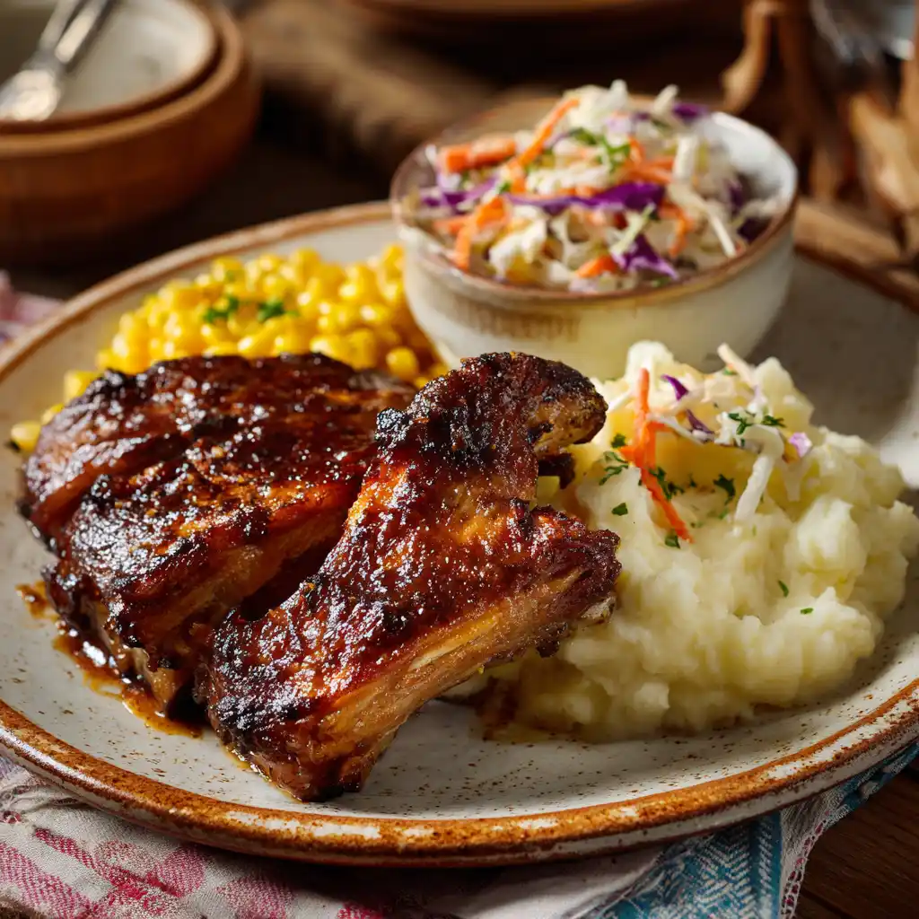 Turkey ribs meal with classic sides