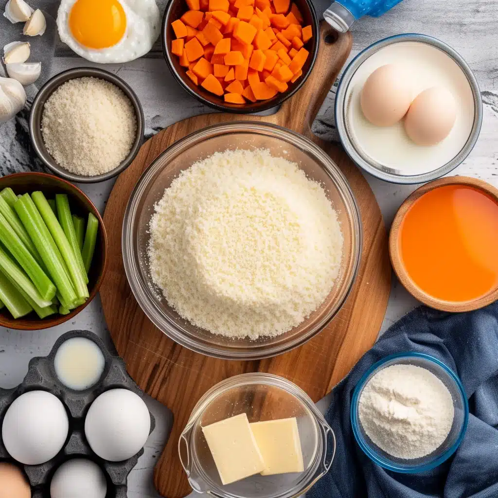 pastina-soup-with-egg-ingredients.jpg Ingredients for pastina soup with egg laid out on cutting board