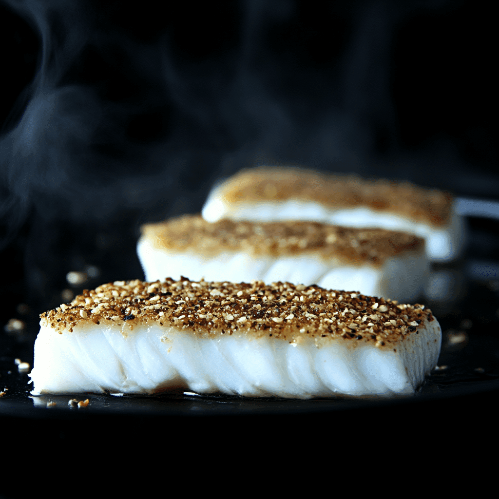 Jerk fish searing in skillet