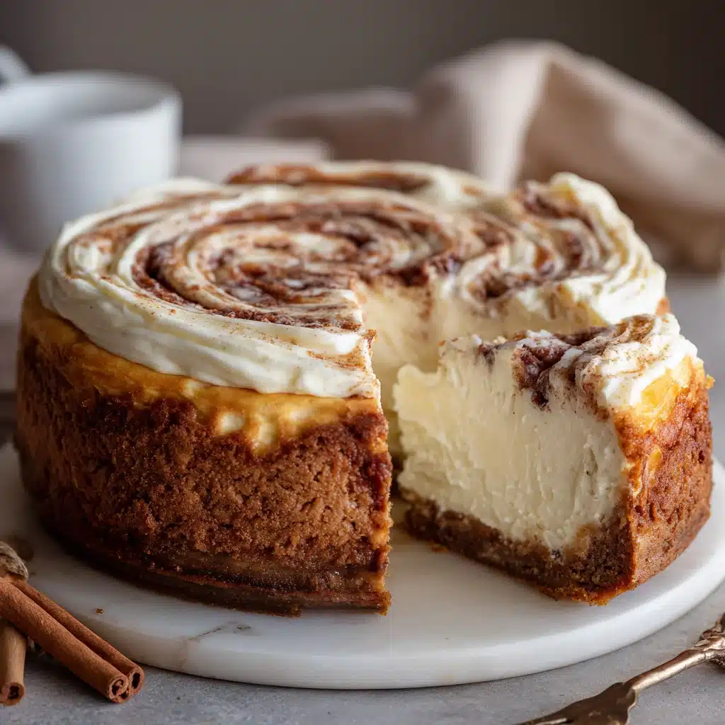 Cinnamon roll cheesecake with cream cheese glaze