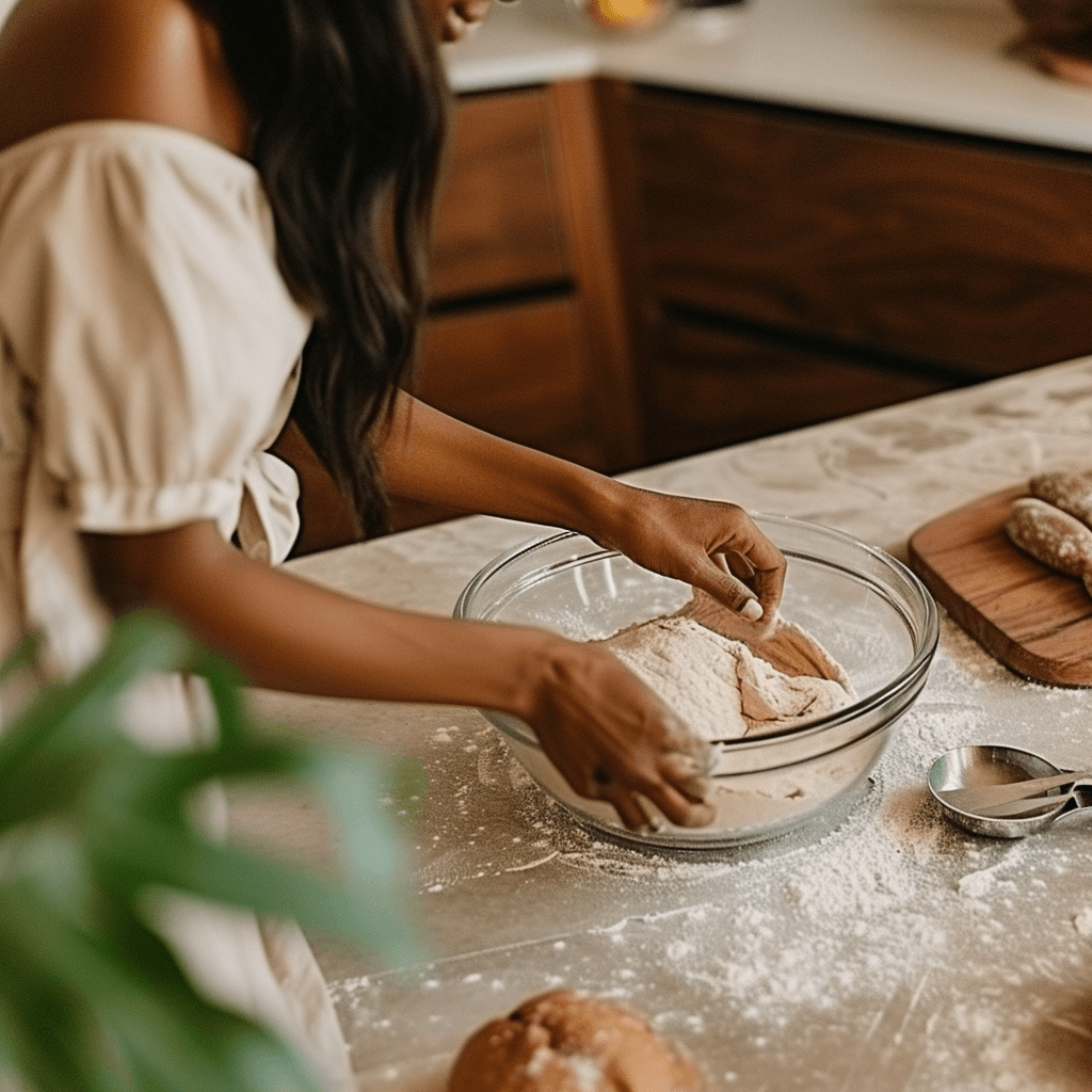 Mixing dough for Cottage Cheese Bagels
