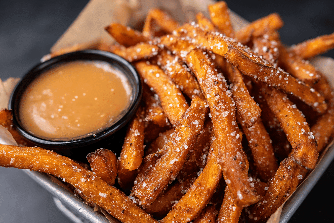 Crispy alexia sweet potato fries air fryer with honey mustard dip