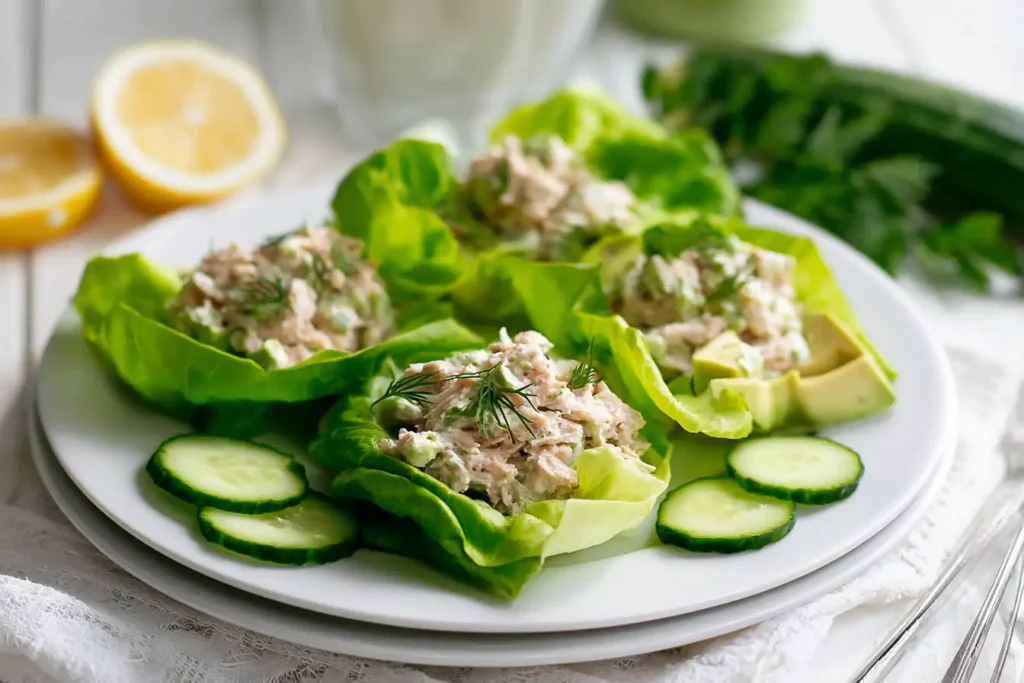 Gluten free tuna salad lettuce wraps for lunch