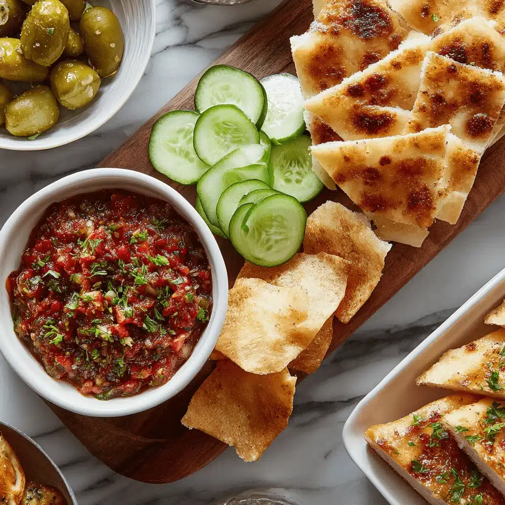 Serving platter with bruschetta dip and dippers