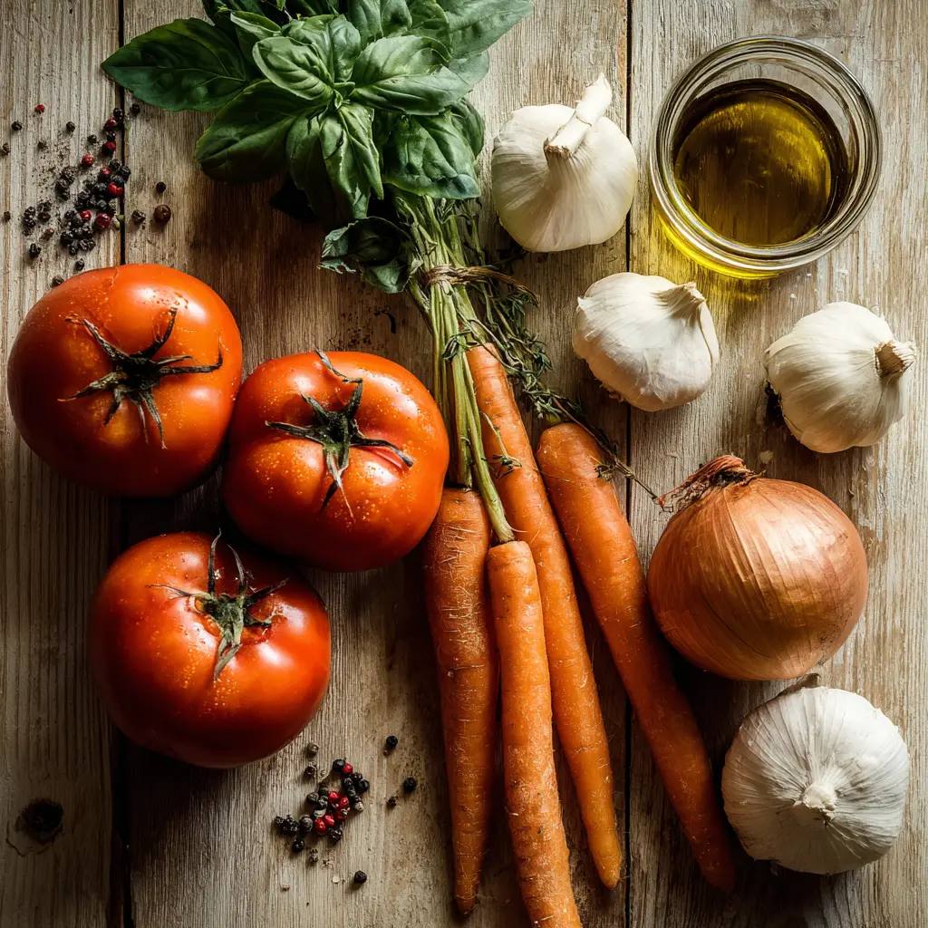 Fresh ingredients for gluten free tomato soup