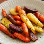 Air fryer rainbow carrots roasted with herbs