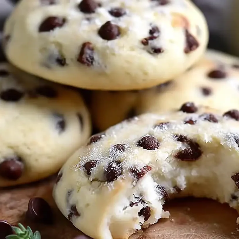 Chocolate chip cheesecake cookies cooling on a rack