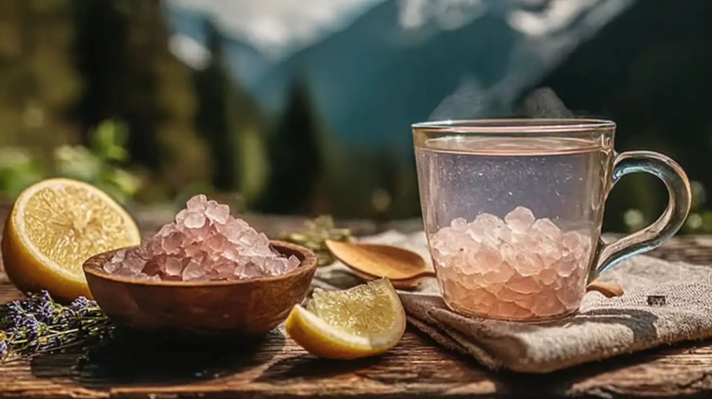 Pink salt detox drink with lemon