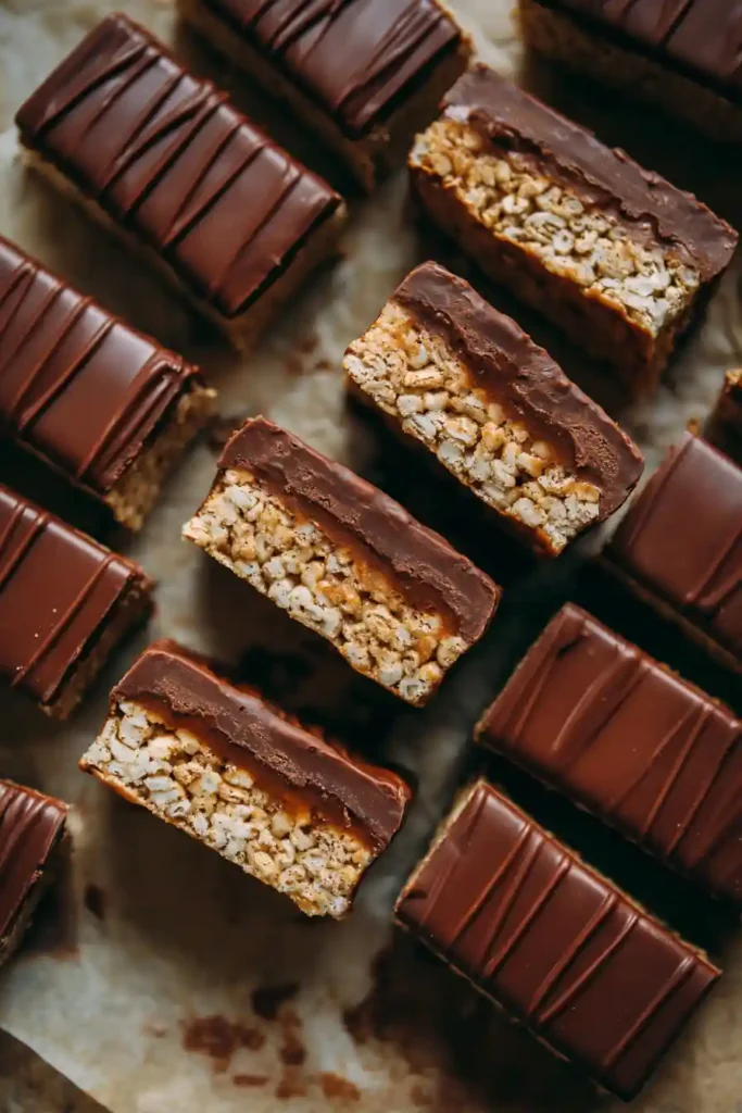 Homemade Kit Kat bars cut into neat pieces