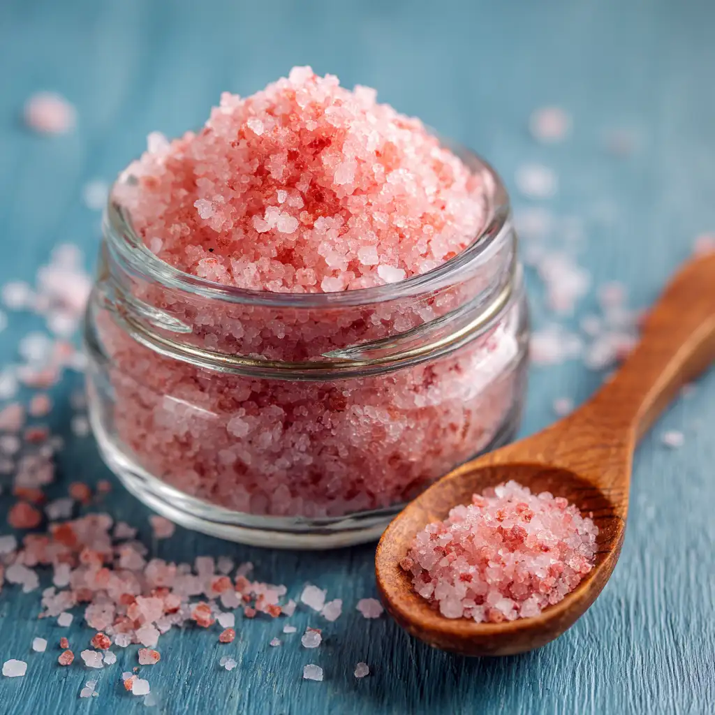 Japanese pink salt in wooden bowl