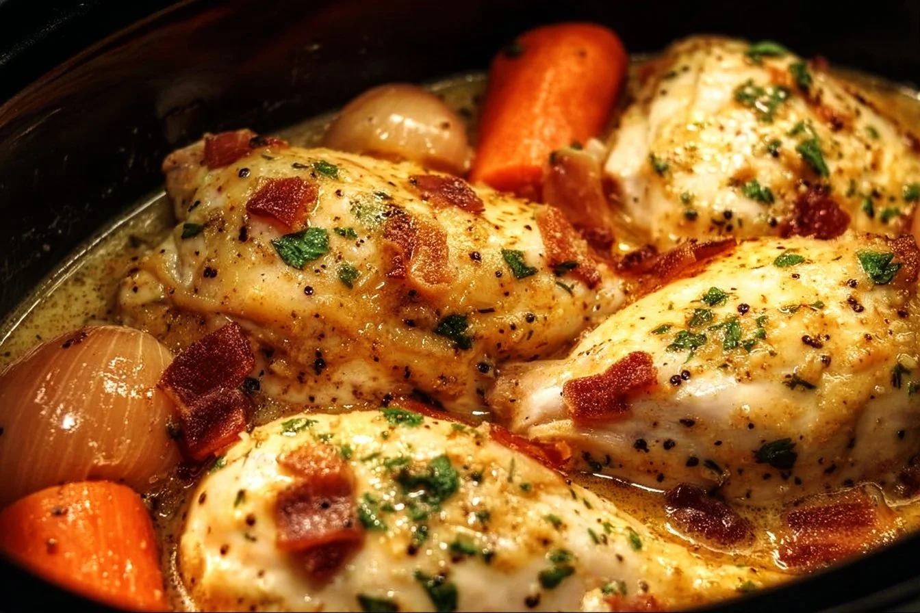Delicious Crock Pot Marry Me Chicken garnished with herbs