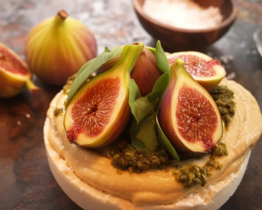 Colorful Rice Cake Sandwich Stacks topped with hummus, pesto, and greens for a healthy snack.