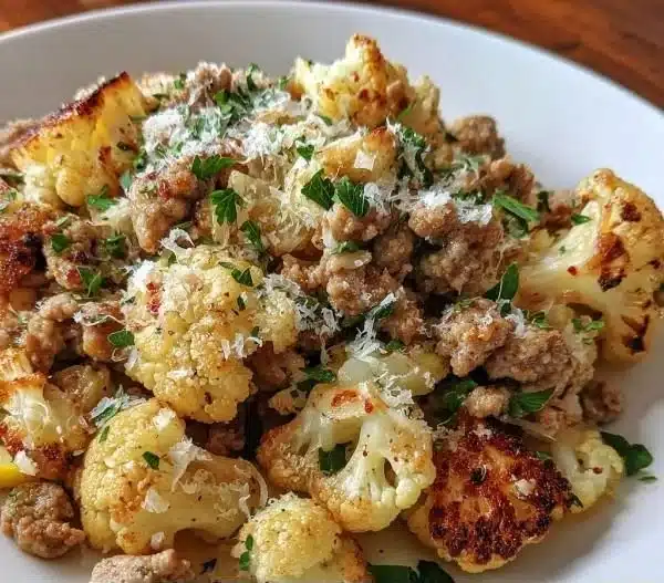Garlic butter turkey skillet with ground turkey and cauliflower