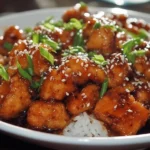 Deliciously glazed Honey Garlic Chicken served with vegetables