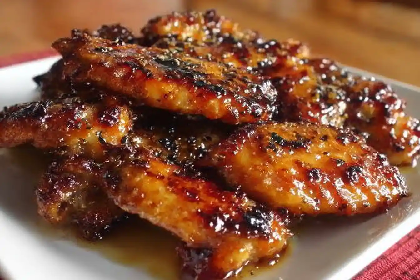 Delicious Pineapple-Teriyaki Wings garnished with sesame seeds and green onions
