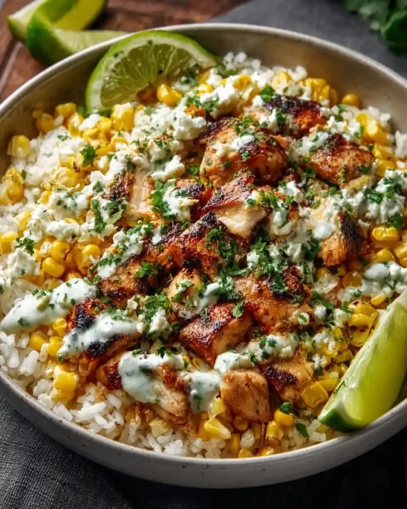 Mexican Street Corn Chicken Rice Bowl