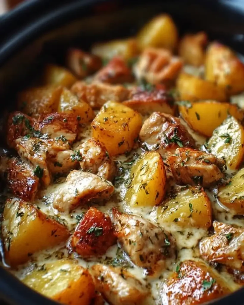 Garlic Parmesan Crockpot Chicken and Potatoes