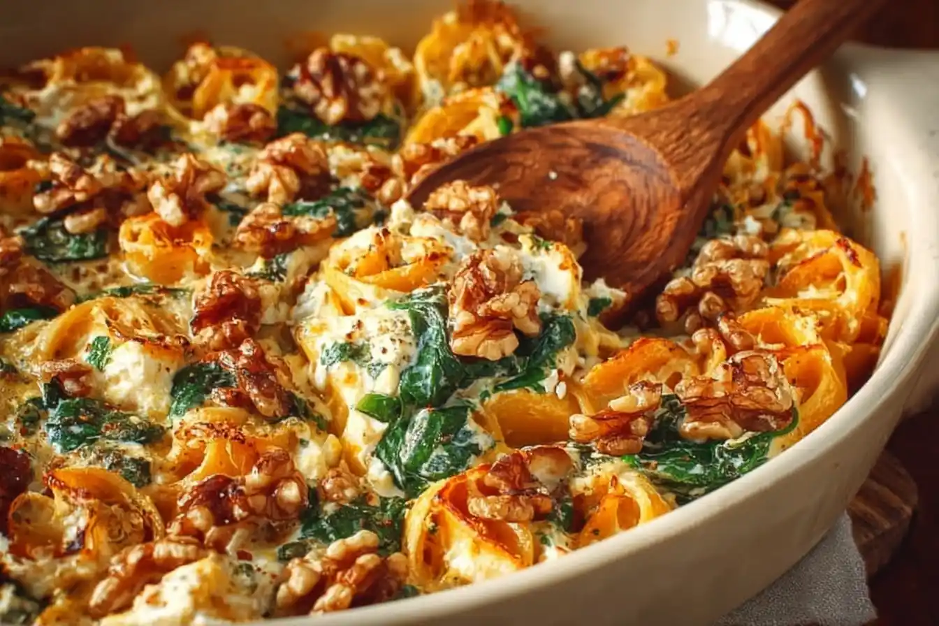 Delicious Pumpkin Feta Pasta with herbs and spices