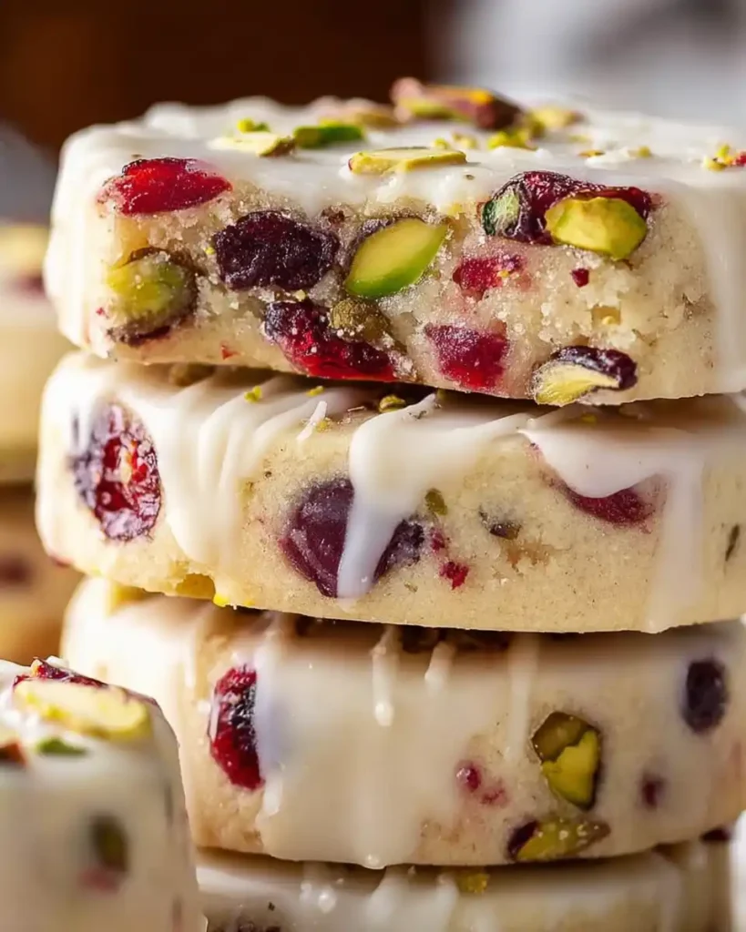 Cranberry Pistachio Shortbread Cookies