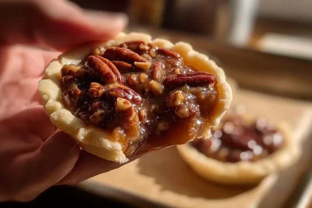 Delicious Crumbl pecan pie cookies with caramel and pecans on a plate.