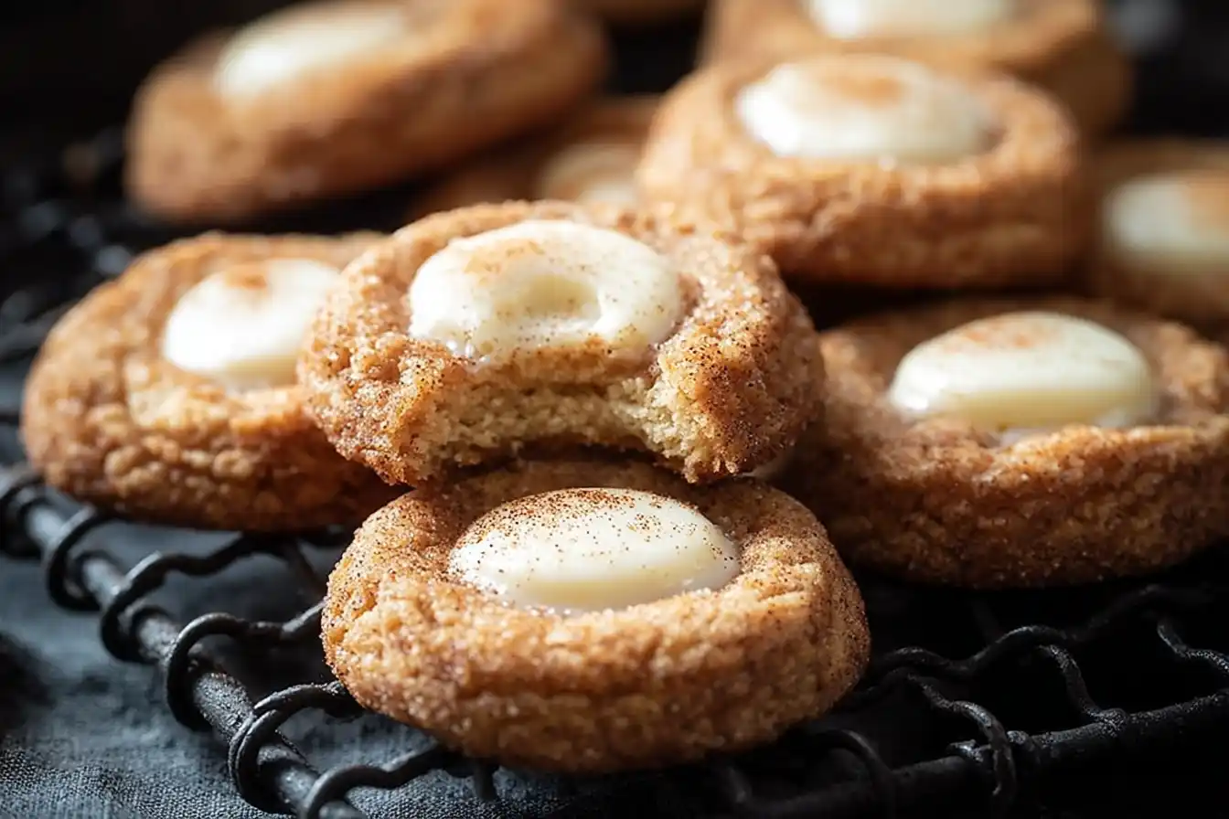 Eggnog Snickerdoodle Cookies on a holiday-themed plate