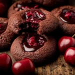 Delicious Chocolate Cherry Cookies on a plate, showcasing chocolate chunks and cherries.