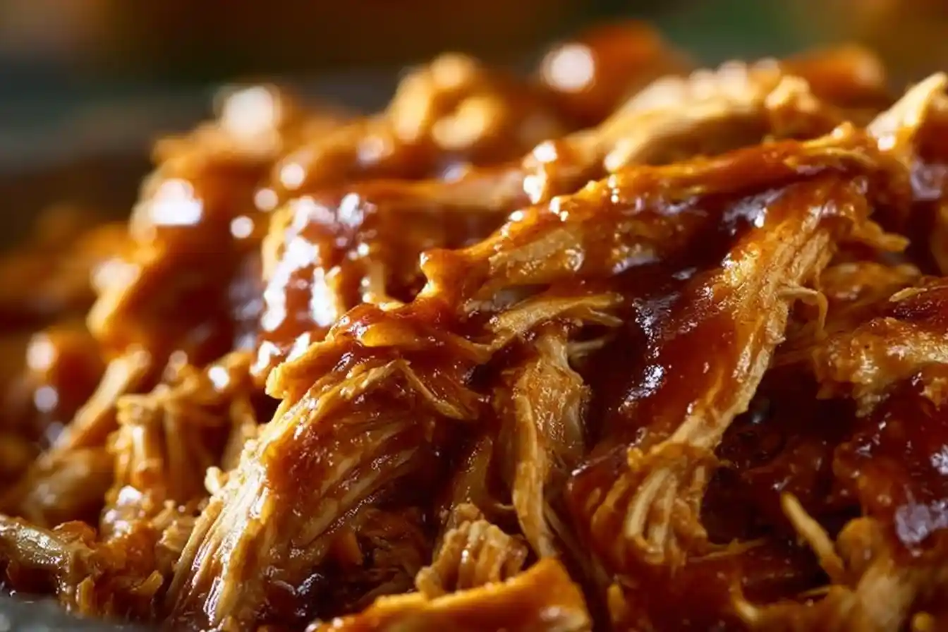 Savory pulled chicken served in a bowl with toppings