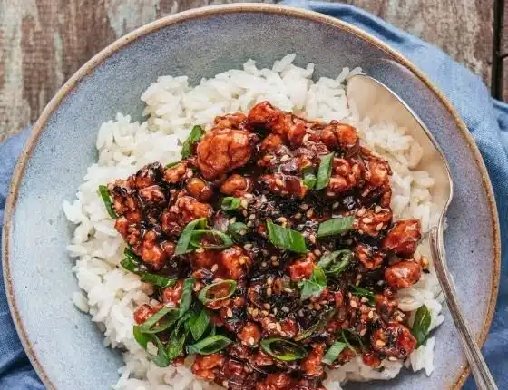 Delicious Korean-Style Ground Turkey dish with fresh vegetables and spices