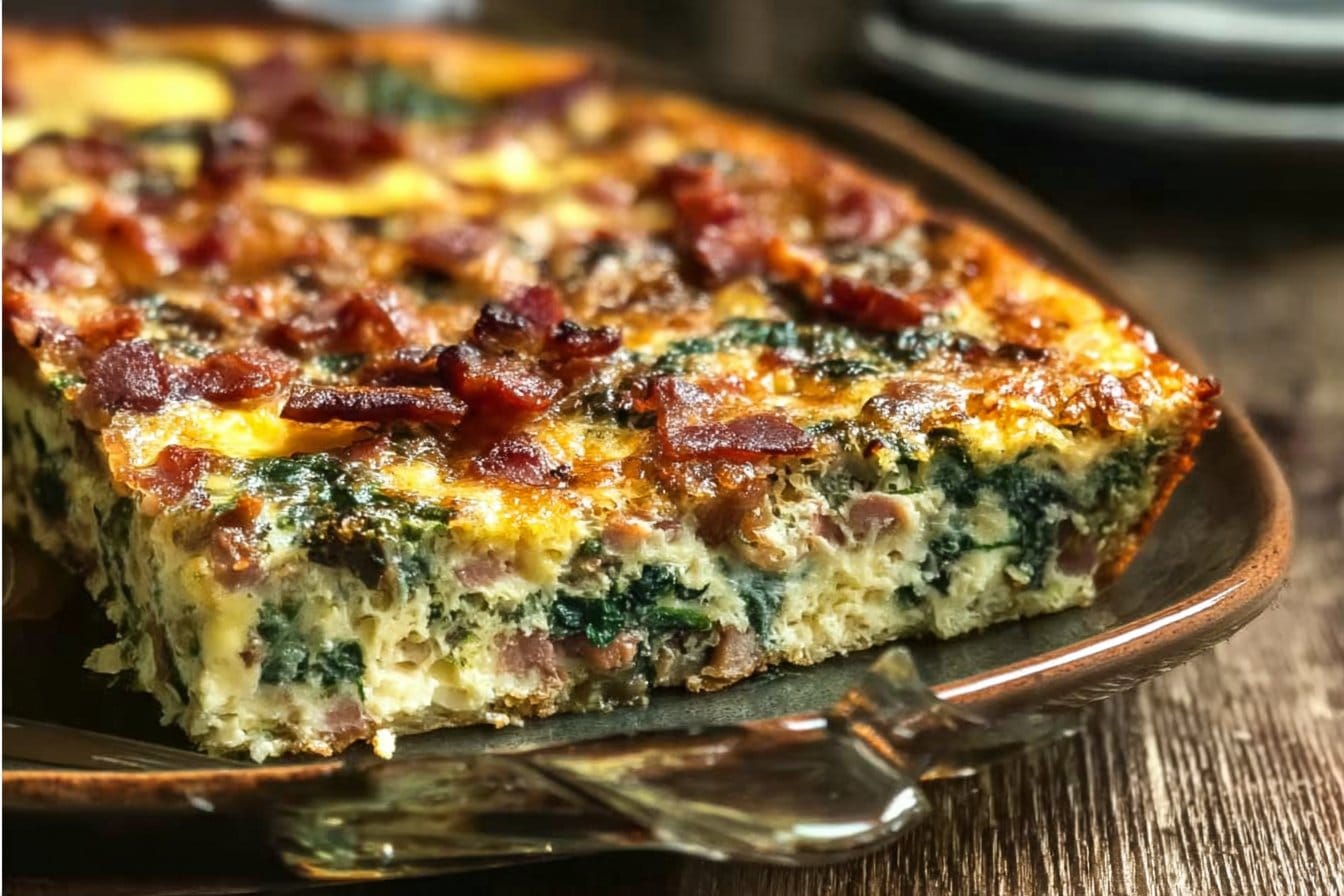 Low-Carb Keto Bacon, Egg, and Spinach Breakfast Casserole