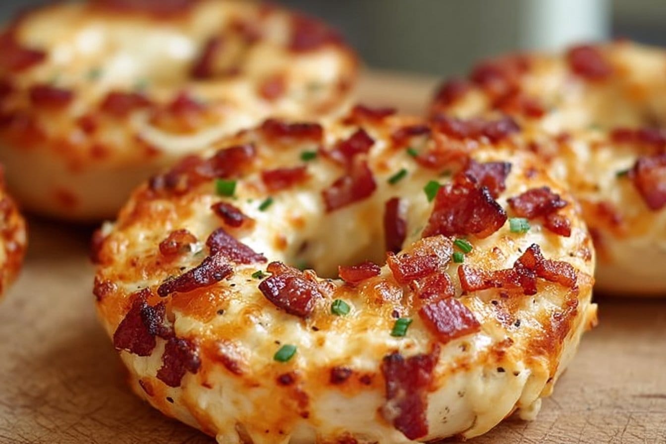 Creamy Bacon Cheddar Bagels