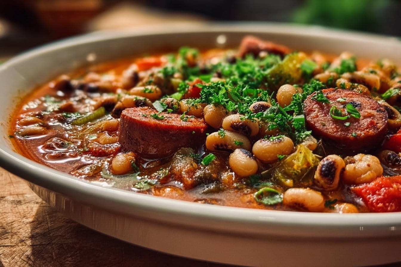 Spicy Creole Black-Eyed Peas with Sausage