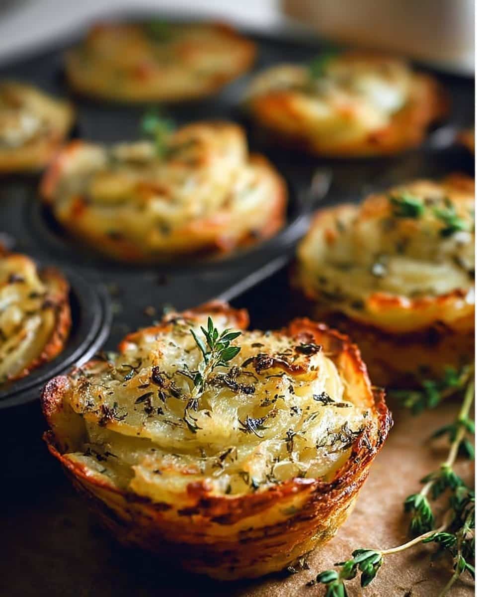 Garlic Herb Muffin Pan Potato Galettes