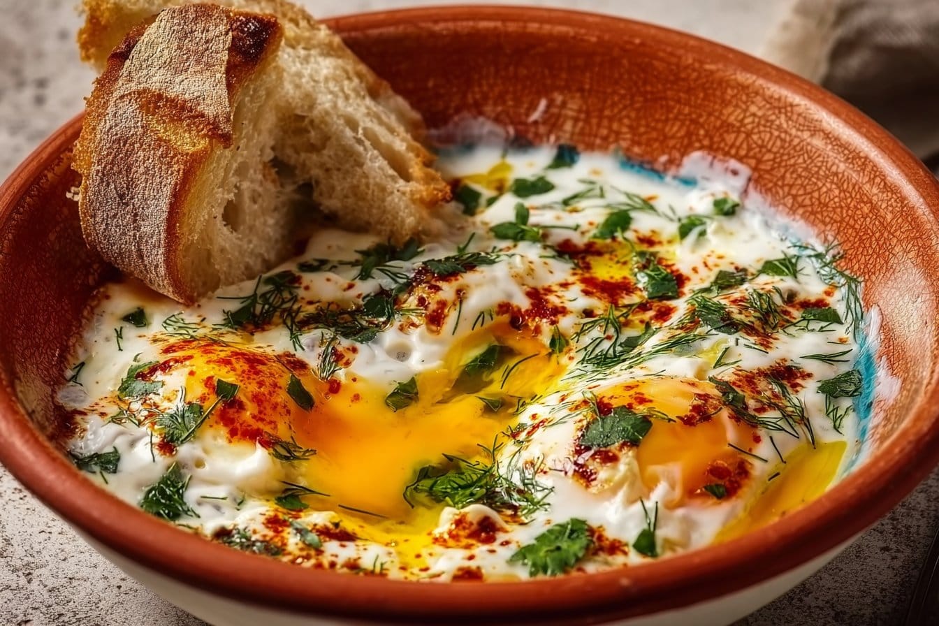 Çılbır: Turkish Eggs with Creamy Yogurt & Butter Sauce
