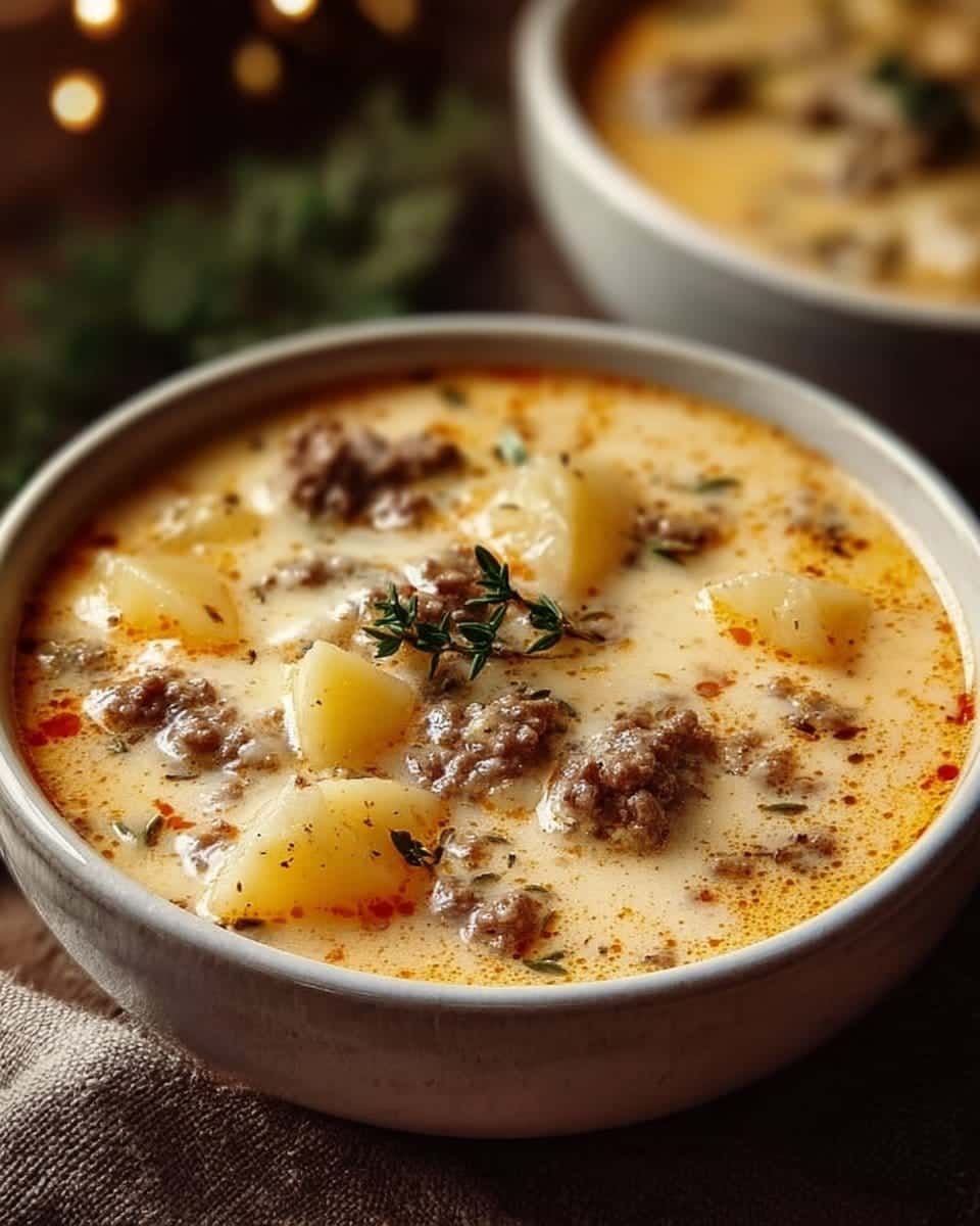 Cheesy Hamburger Potato Soup